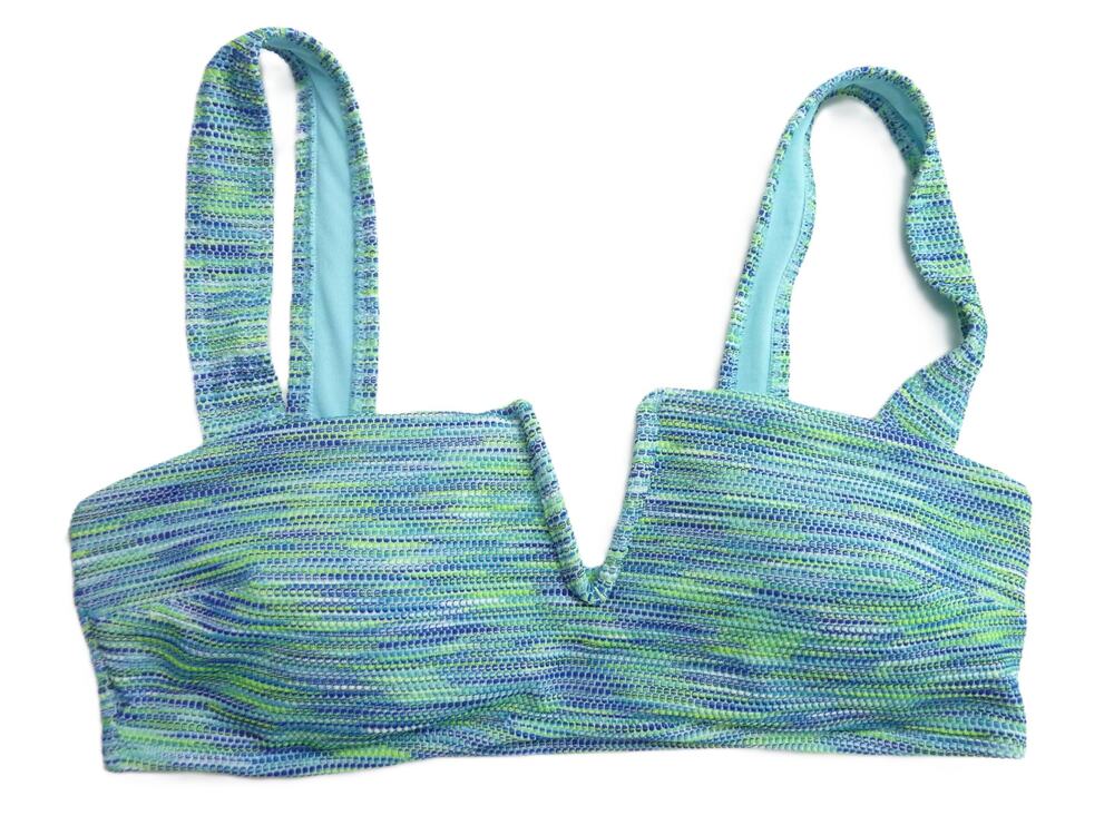 NWOT Aerie Green & Blue Space Dye V Wire Bandeau Bralette Bikini Top Size S